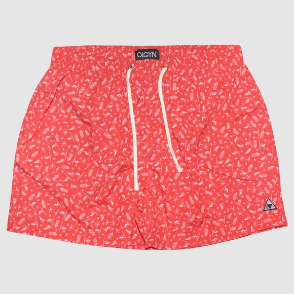 OLGYN Men’s Patterned Red Swim Shorts - Picture 3 of 5